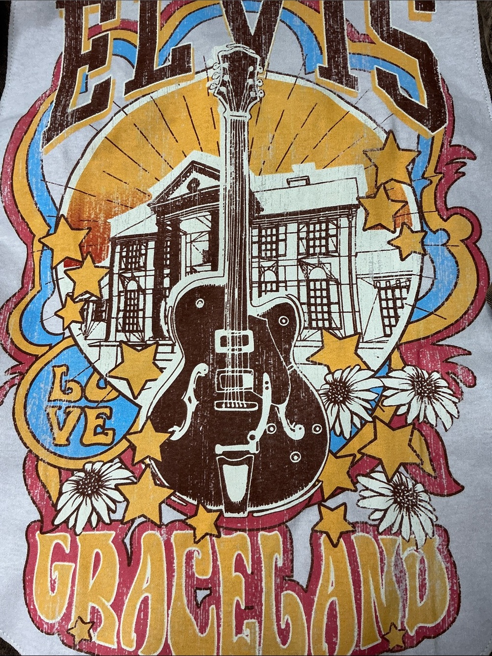 Elvis Graceland Upcycled Graphic T Shirt Jean Denim Jacket Band Festival - Picture 2 of 11